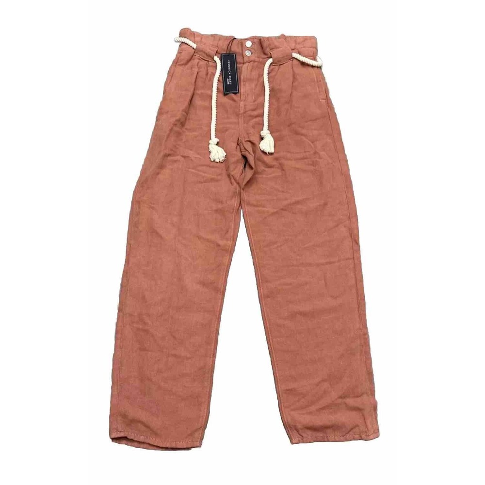 Veronica Beard Pants Women 6 Karter Paperbag Linen Blend Casual Crop Belted